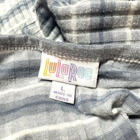 LuLaRoe Womens Gray White Striped Short Sleeve Hi-Lo Dress - Picture 5 of 5